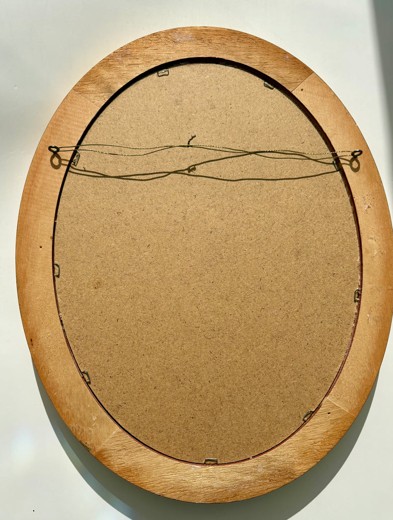 Vintage Oval Framed Needlepoint Picture with Yellow Rose