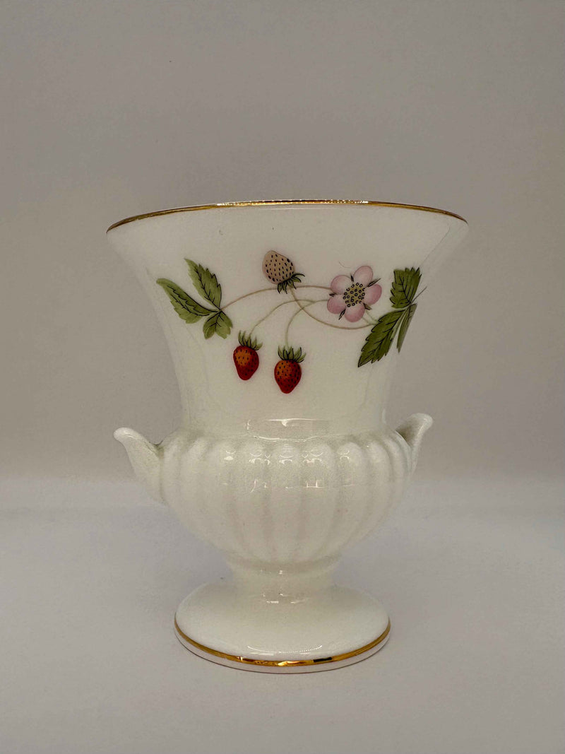 Vintage Ceramic Jar and Small Urn Shaped Vase With Strawberry Pattern Made By Wedgwood
