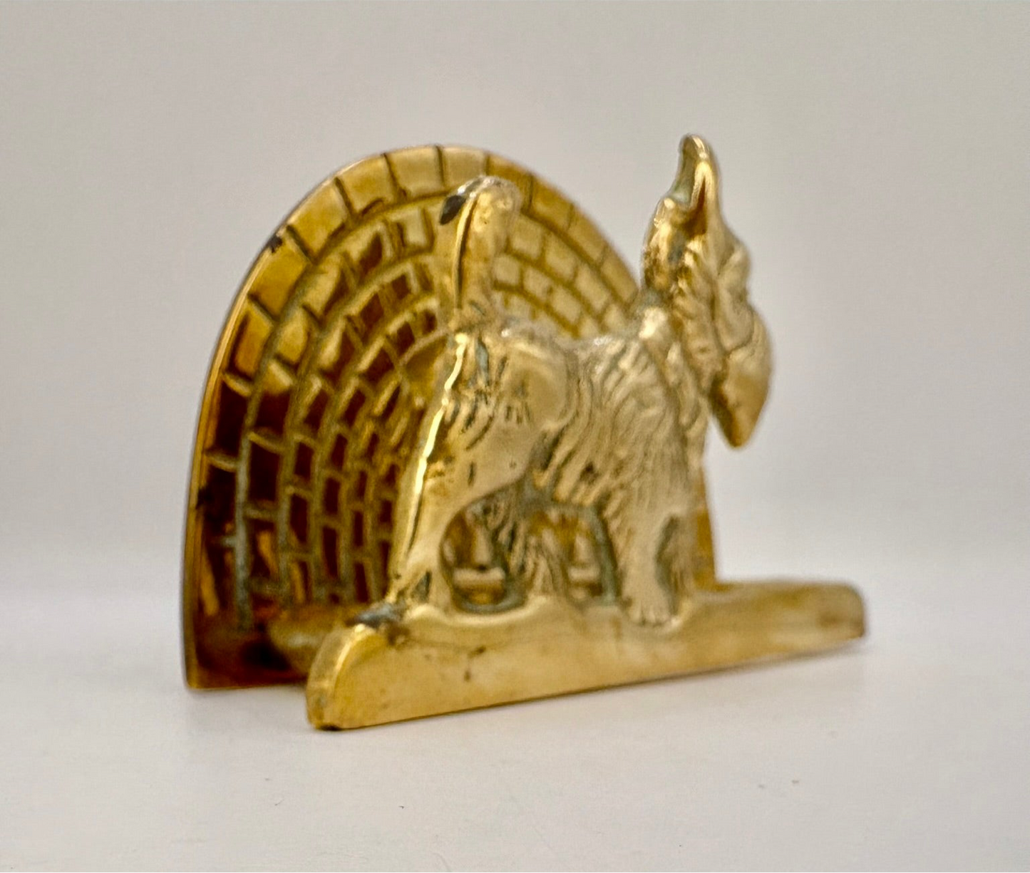 Vintage Brass Scottie Dog Letter & Napkin Holder