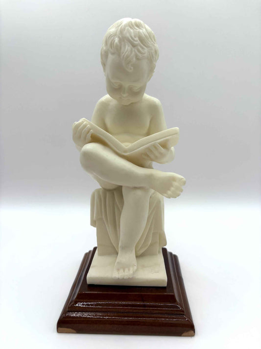 Alabaster Sculpture Of Child Reading A Book