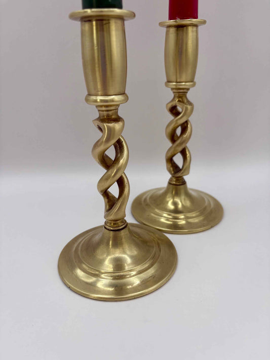 Antique Candlestick Holders Made From Solid Brass