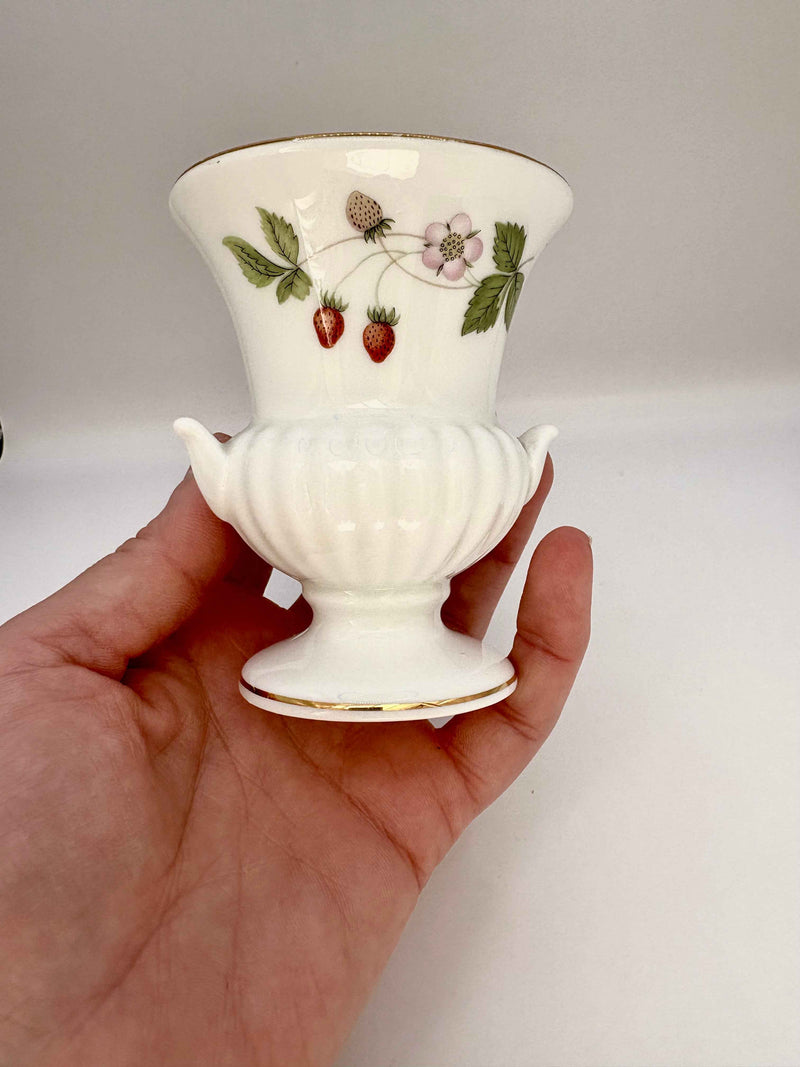 Vintage Ceramic Jar and Small Urn Shaped Vase With Strawberry Pattern Made By Wedgwood