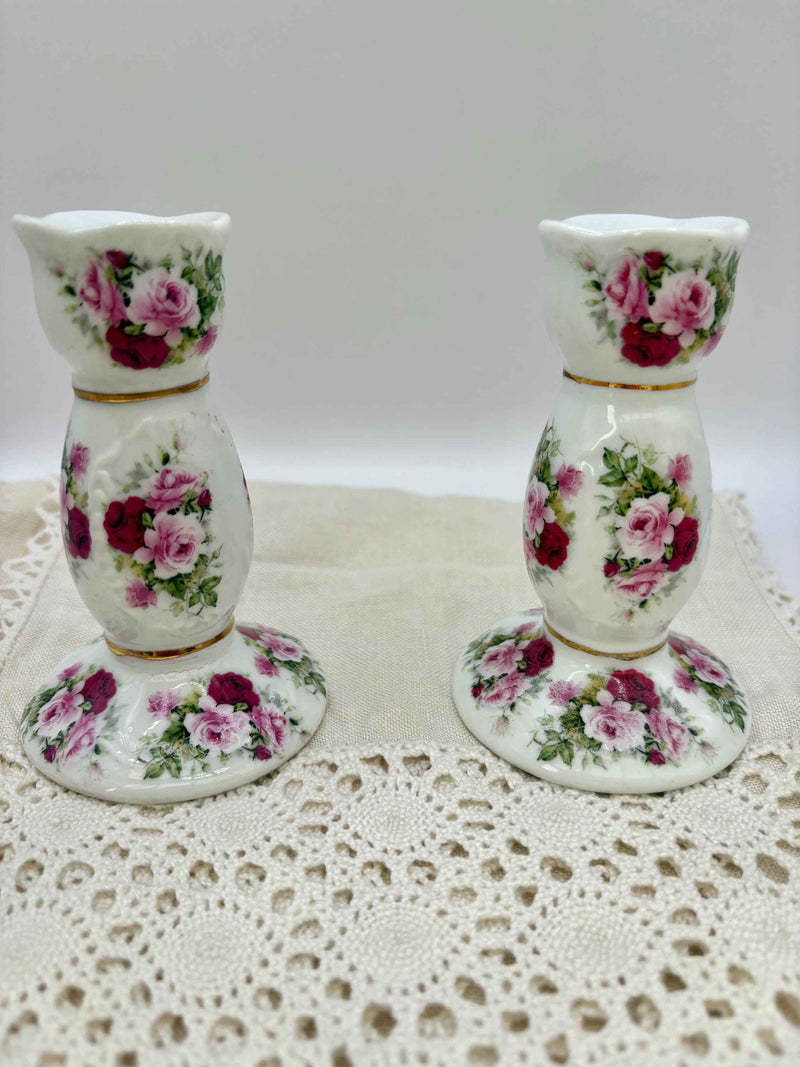 Vintage Pair Of Ceramic Candlestick Holders From Leonardo Collection