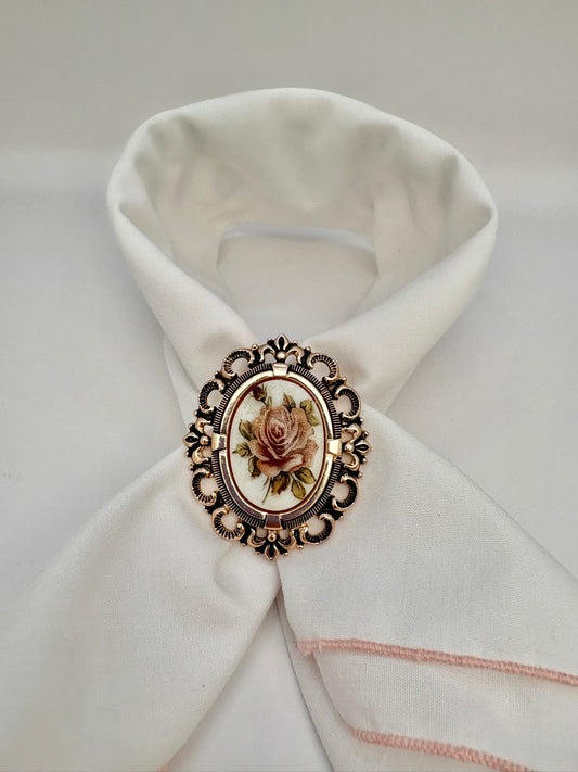 Hand painted ceramic clip-on brooch from West Germany in vintage style