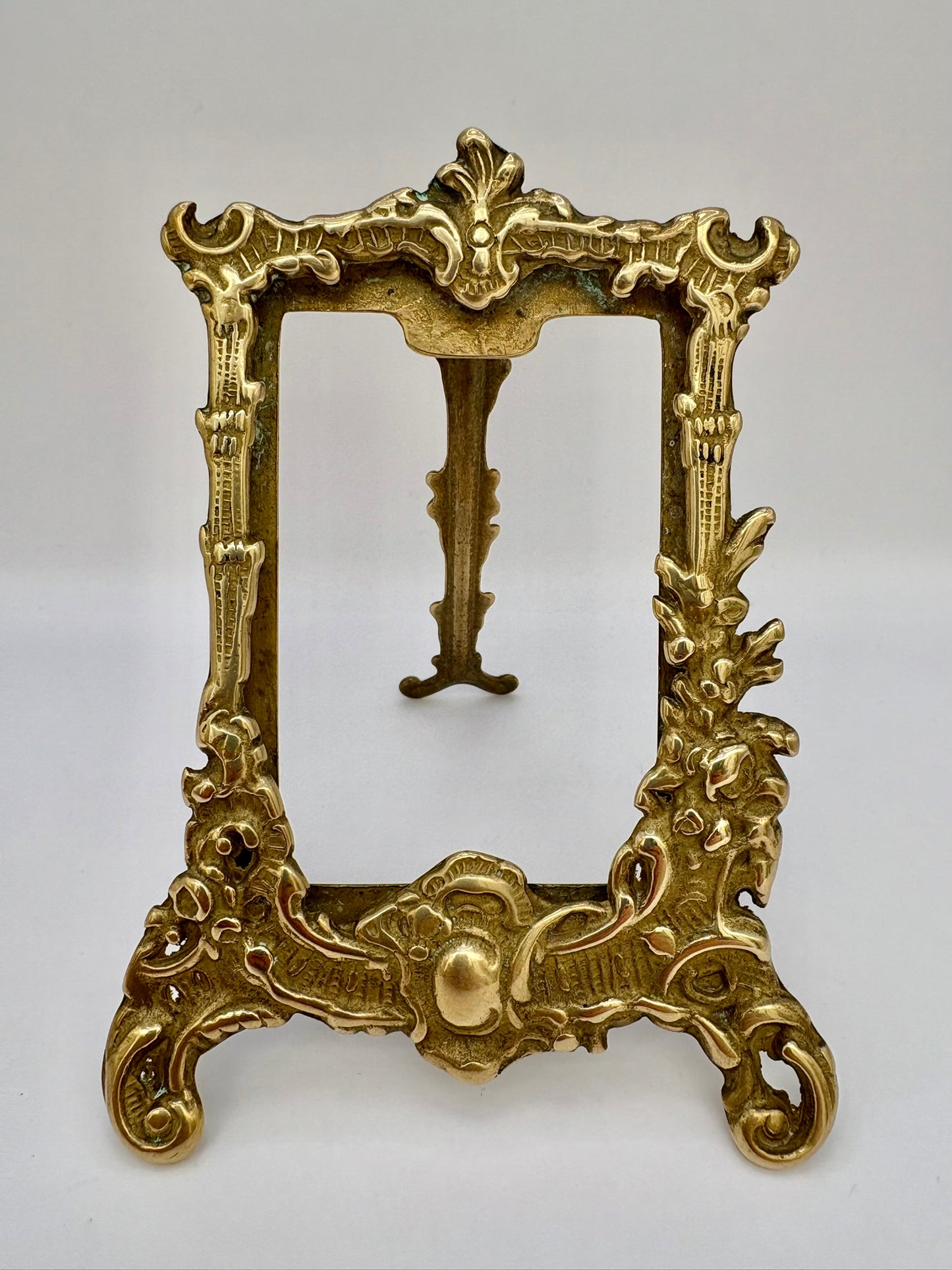 Pair of vintage brass easel stands for displaying pictures or photos