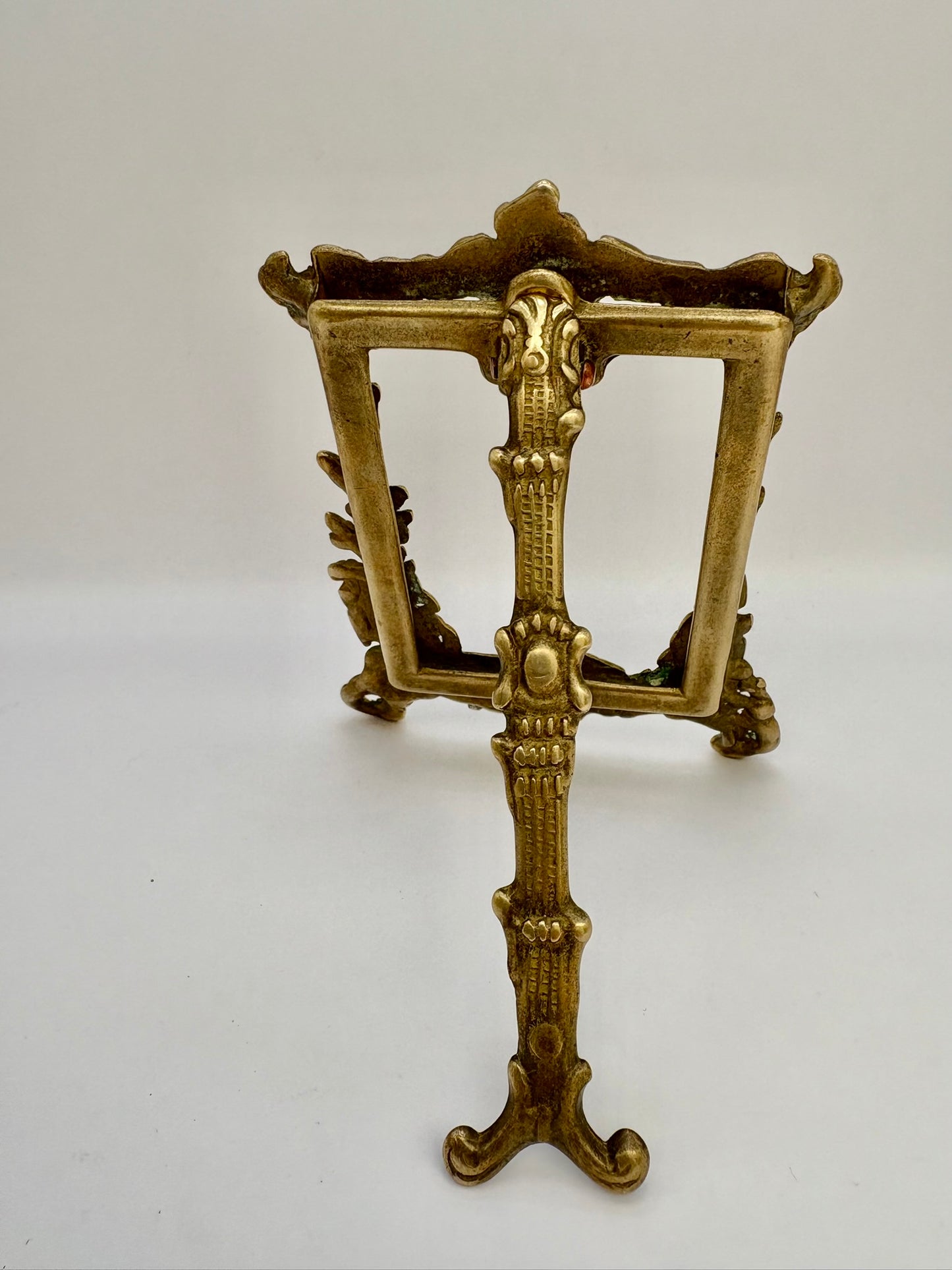 Pair of vintage brass easel stands for displaying pictures or photos