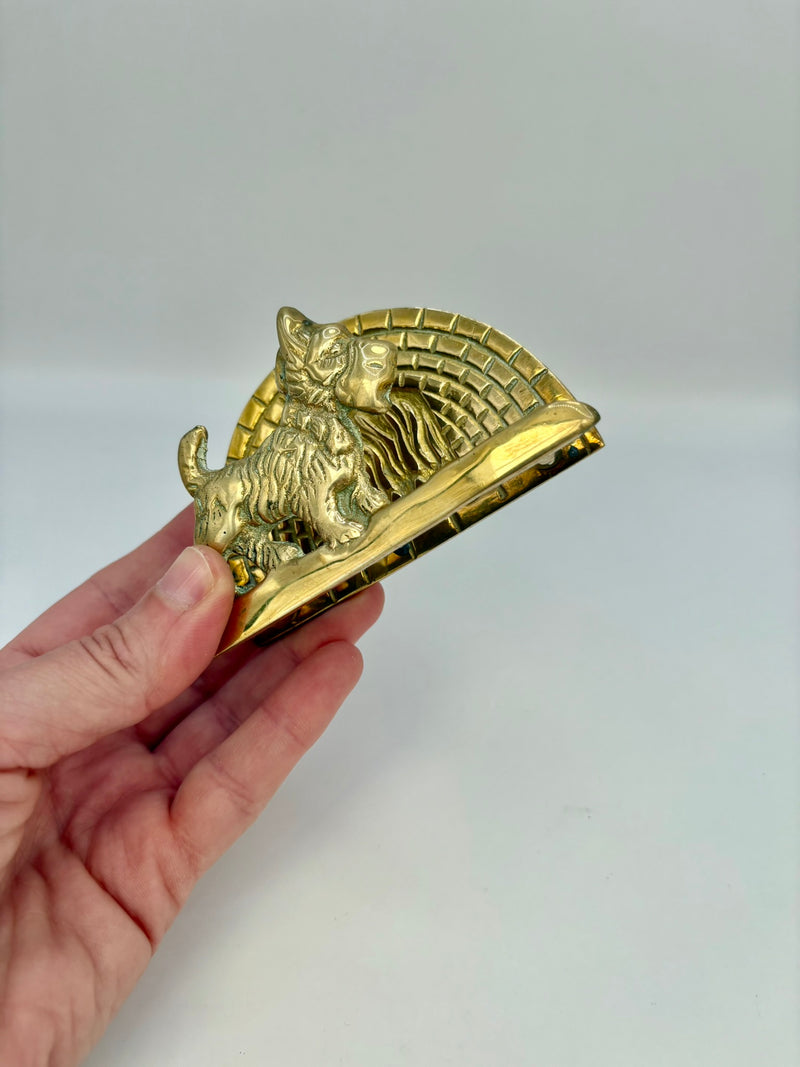 Vintage brass Scottie dog letter and napkin holder