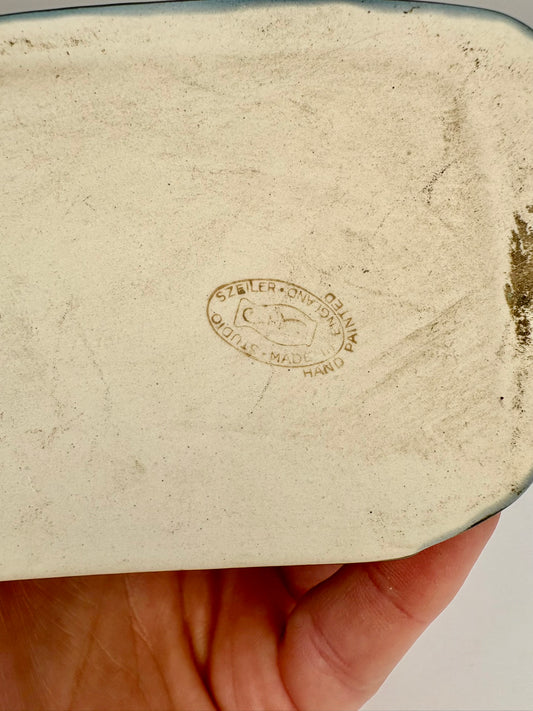 Studio Szeiler glazed ceramic fireplace money box with “There's No Place Like Home” inscription