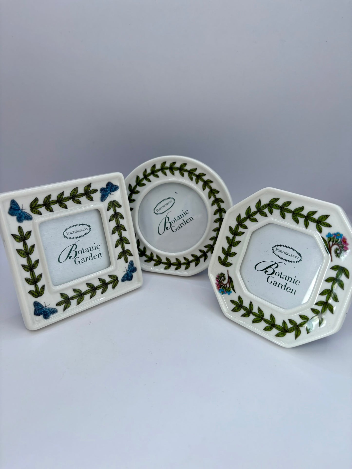 Portmeirion Botanic Garden boxed set of three floral ceramic photo frames
