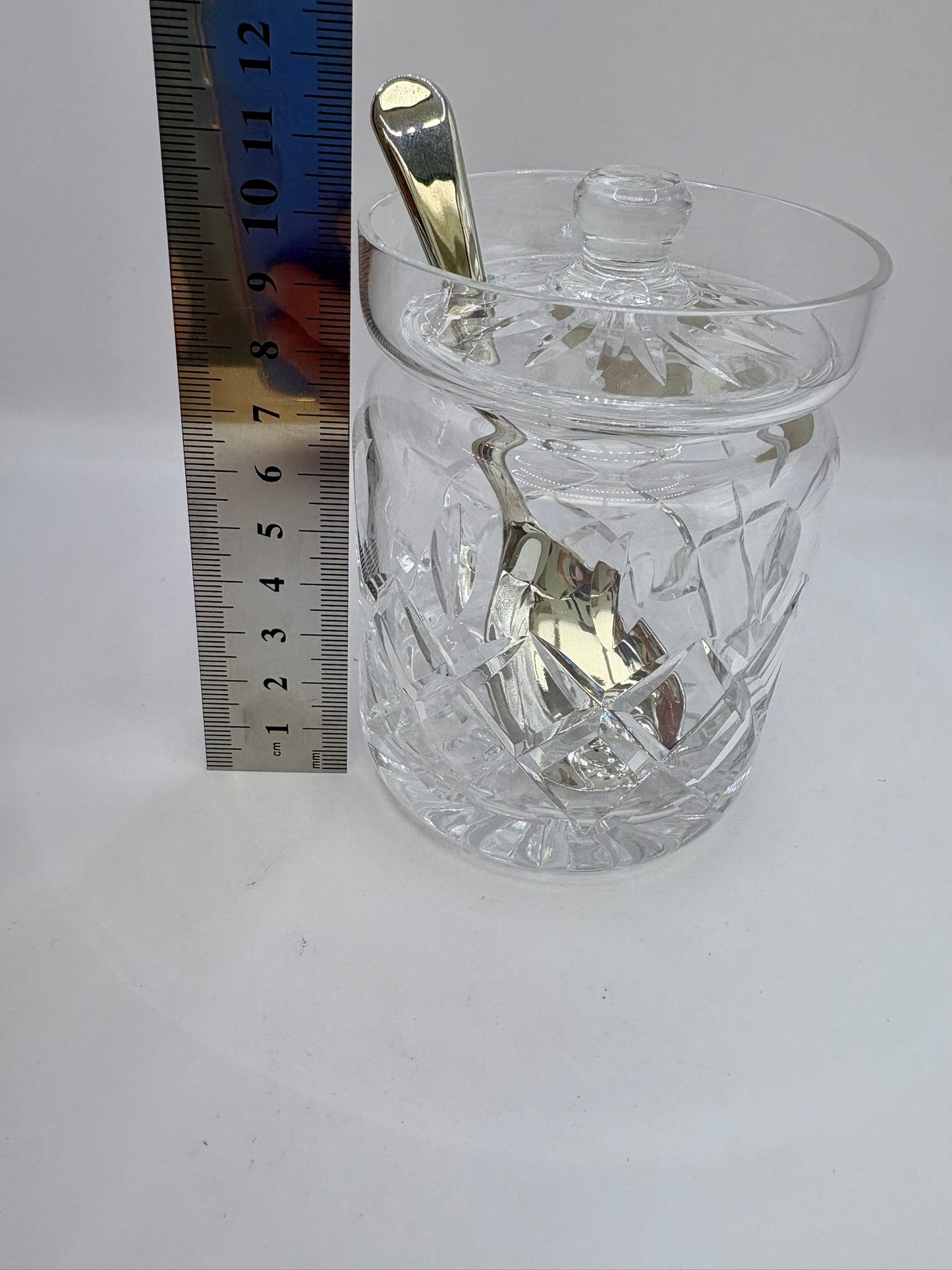 Royal Brierley Cut Crystal Jam Jar with Lid | Vintage 1980s Glass