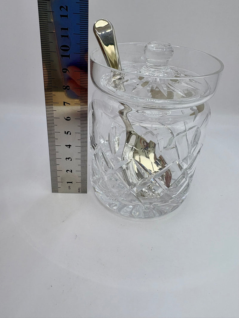 Royal Brierley Cut Crystal Jam Jar with Lid | Vintage 1980s Glass