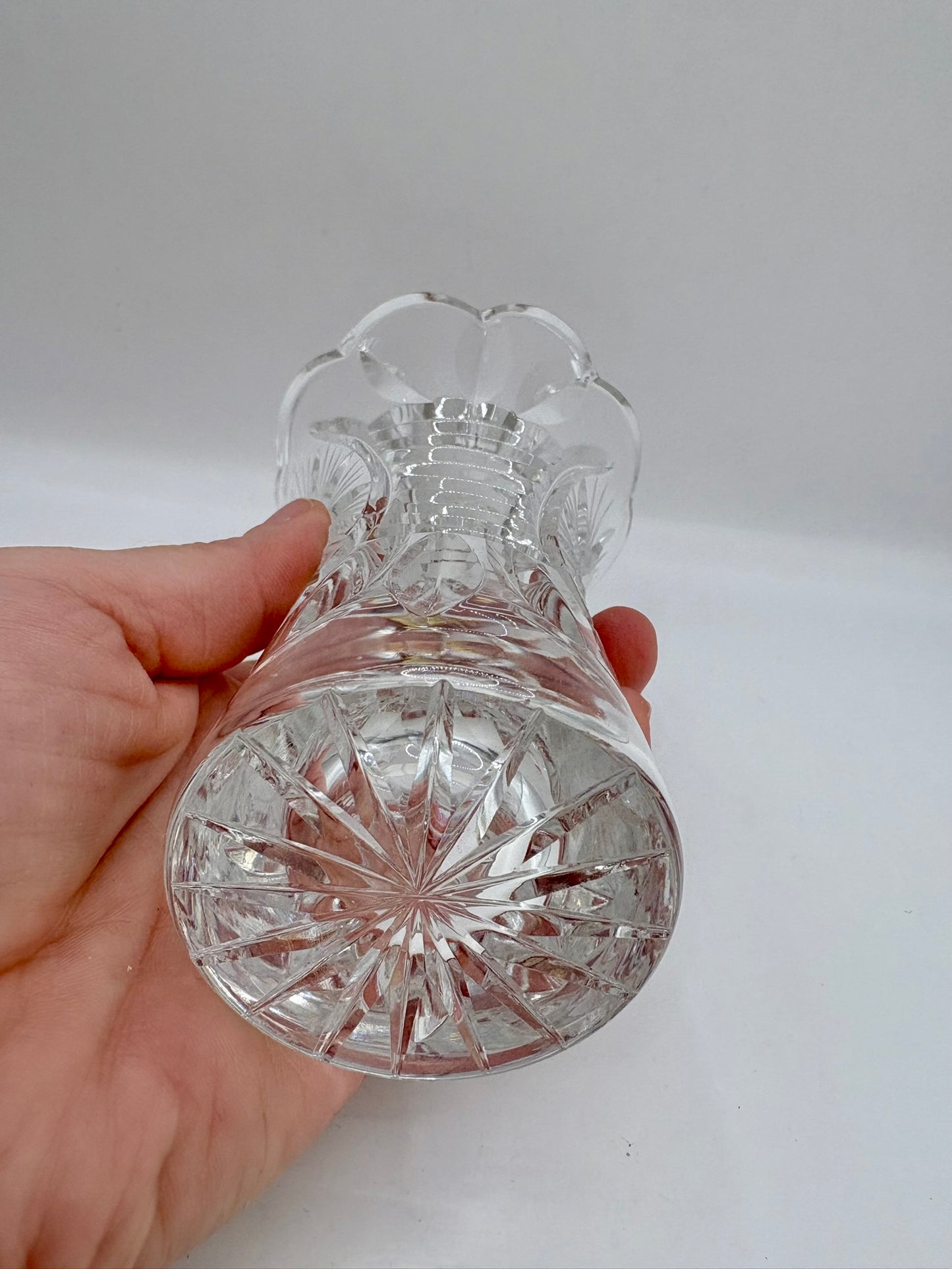 Elegant Waterford crystal vase with fine cut design for flower display