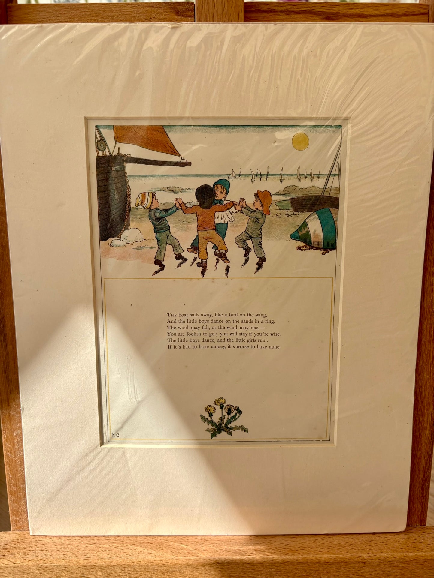Pair of vintage Victorian storybook prints illustrated by Kate Greenaway