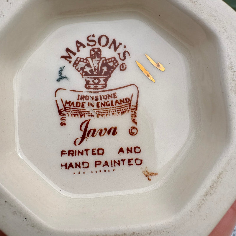 Mason's Ironstone logo on a ceramic plate with 'Java' text
