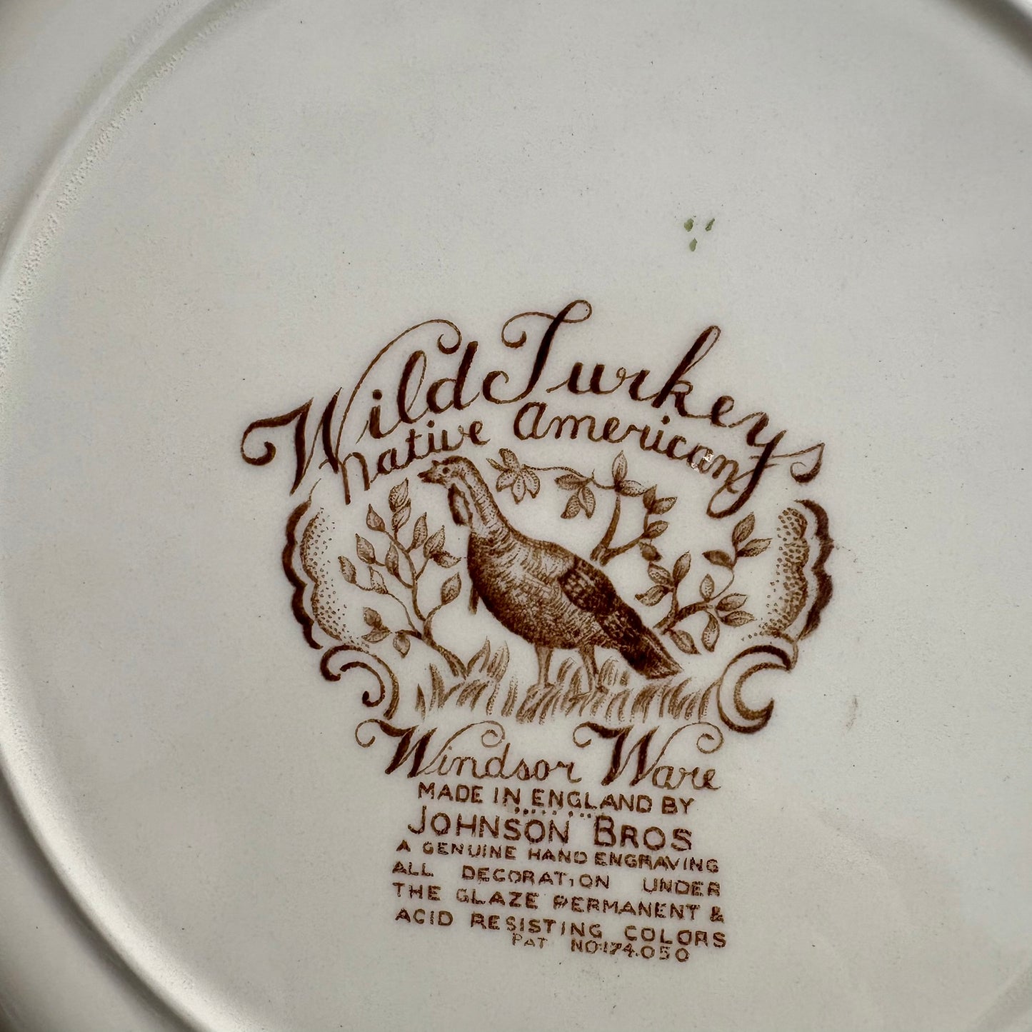 Vintage Wild Turkey Native American plate with branding and text on a white background