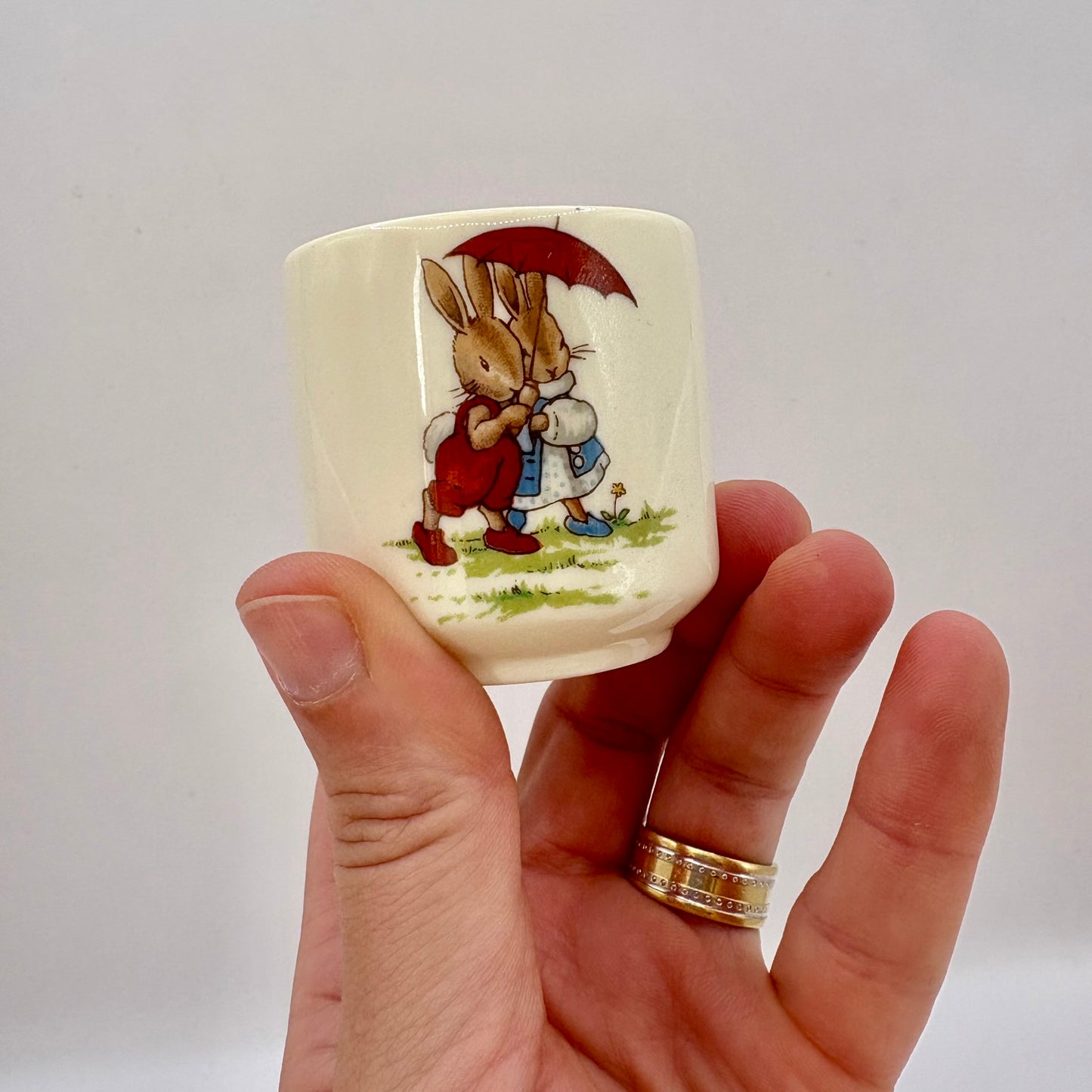Royal Doulton Bunnykins porcelain bowl, mug, and egg cup set for children