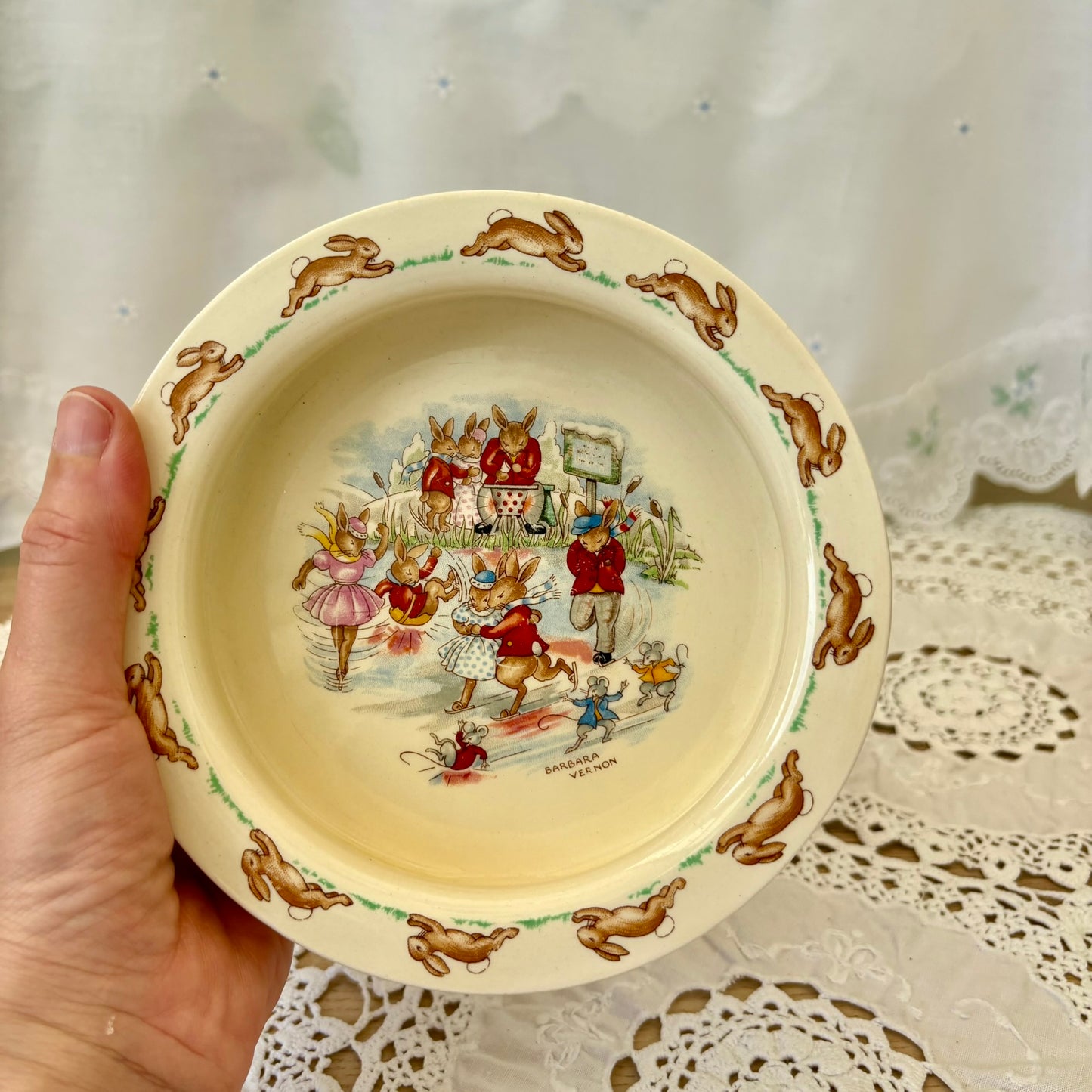 Royal Doulton Bunnykins porcelain bowl, mug, and egg cup set for children