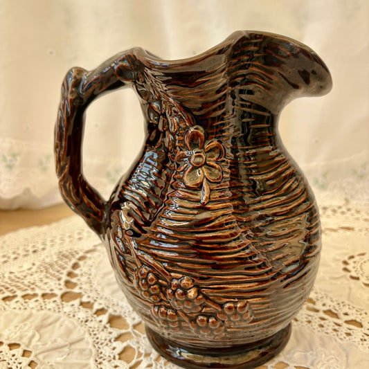Rare vintage Govancroft Scotland brown pottery jug with unique design