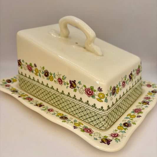 Vintage Masons Madrigal lidded cheese dish in ceramic pottery design