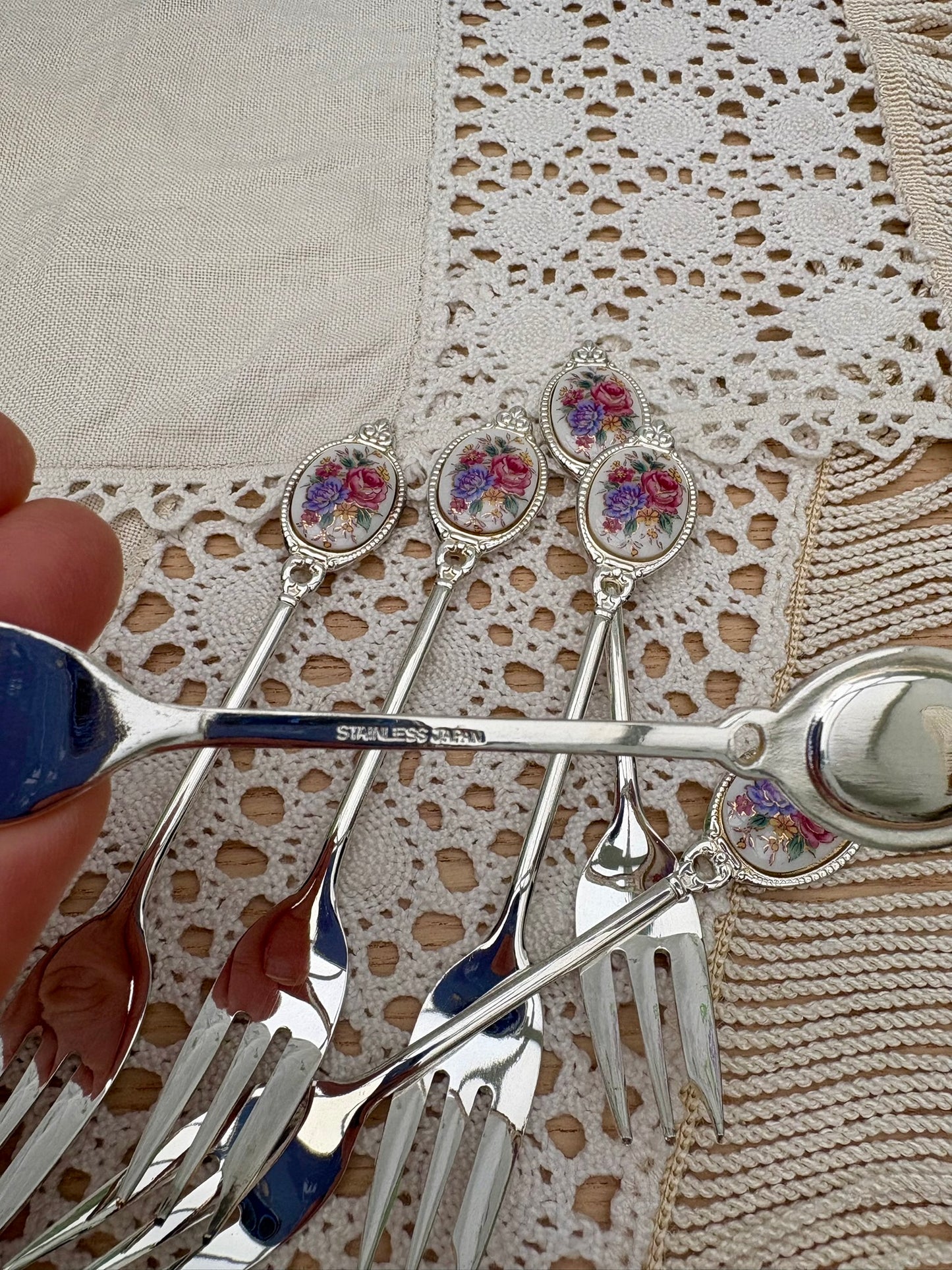 Vintage Royale County Meadow silver plated pastry forks and spoons set of 12