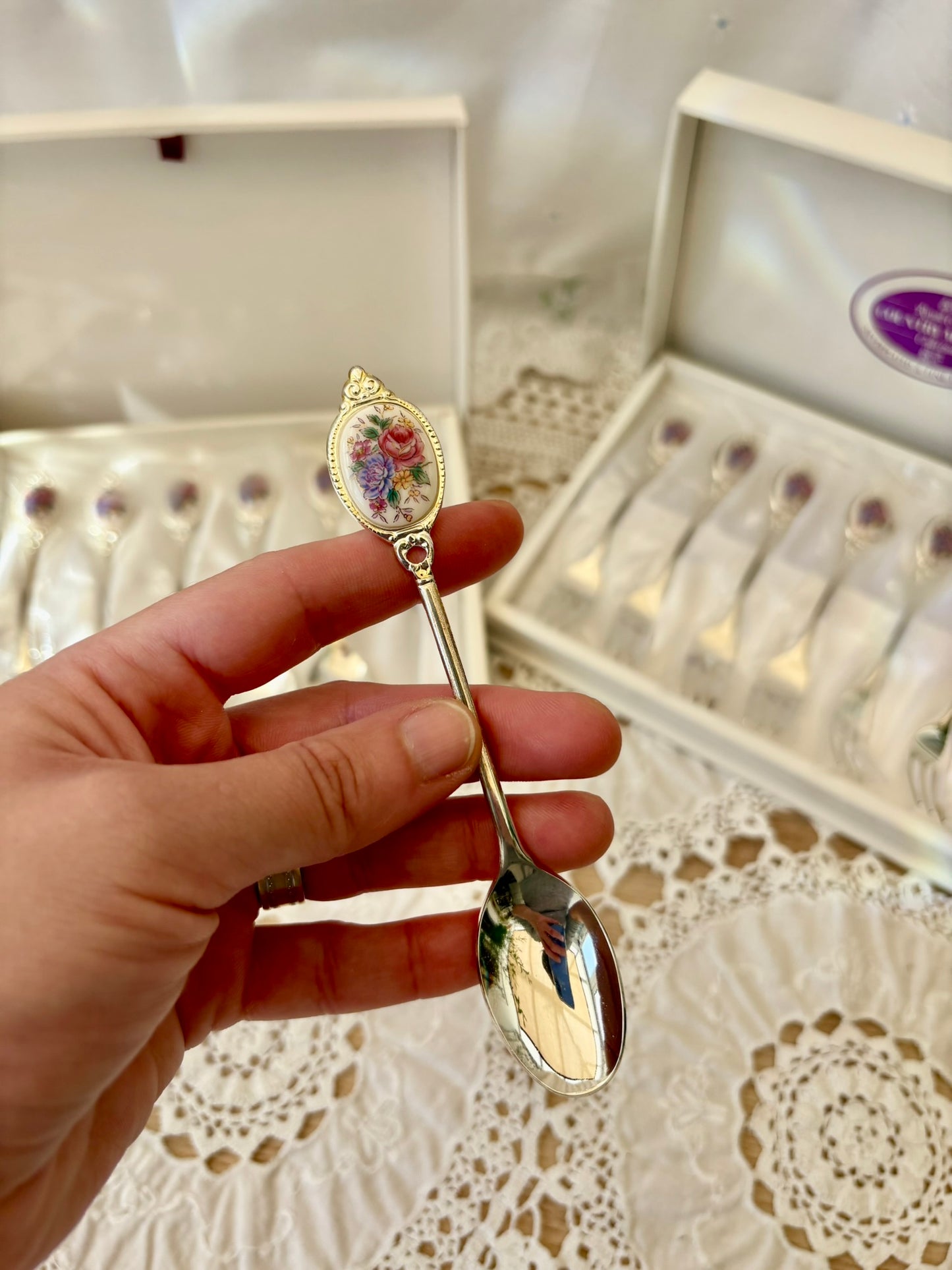 Vintage Royale County Meadow silver plated pastry forks and spoons set of 12