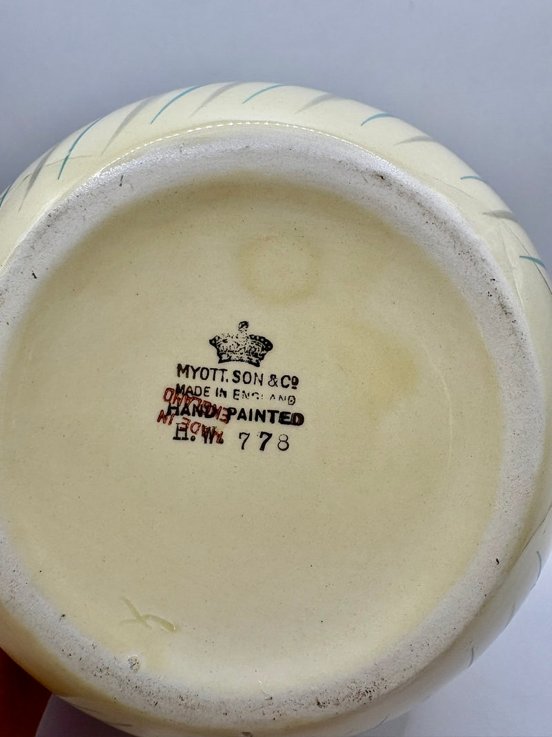 Art Deco Myott ceramic jug with twisted handle vintage pottery pitcher