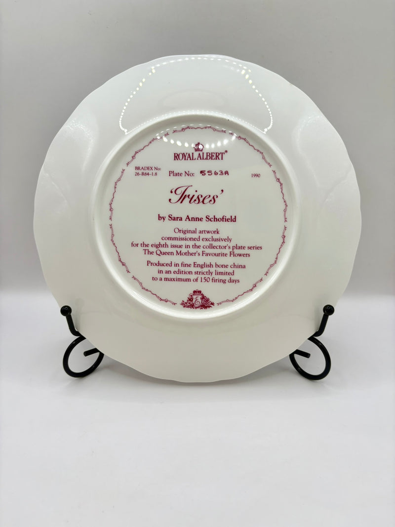 White decorative plate with text on a gray background