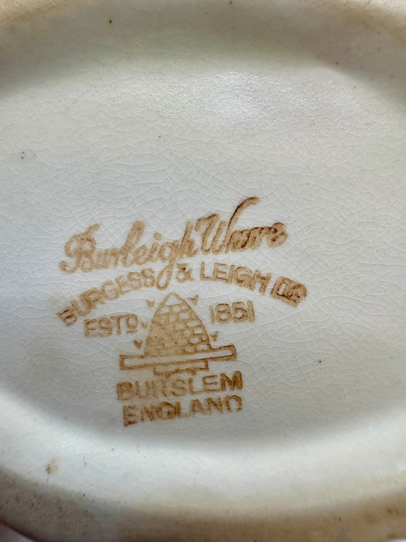 Burleigh Ware logo on a ceramic product, featuring 'Burgess & Leigh Ltd' and 'Burslem England'.