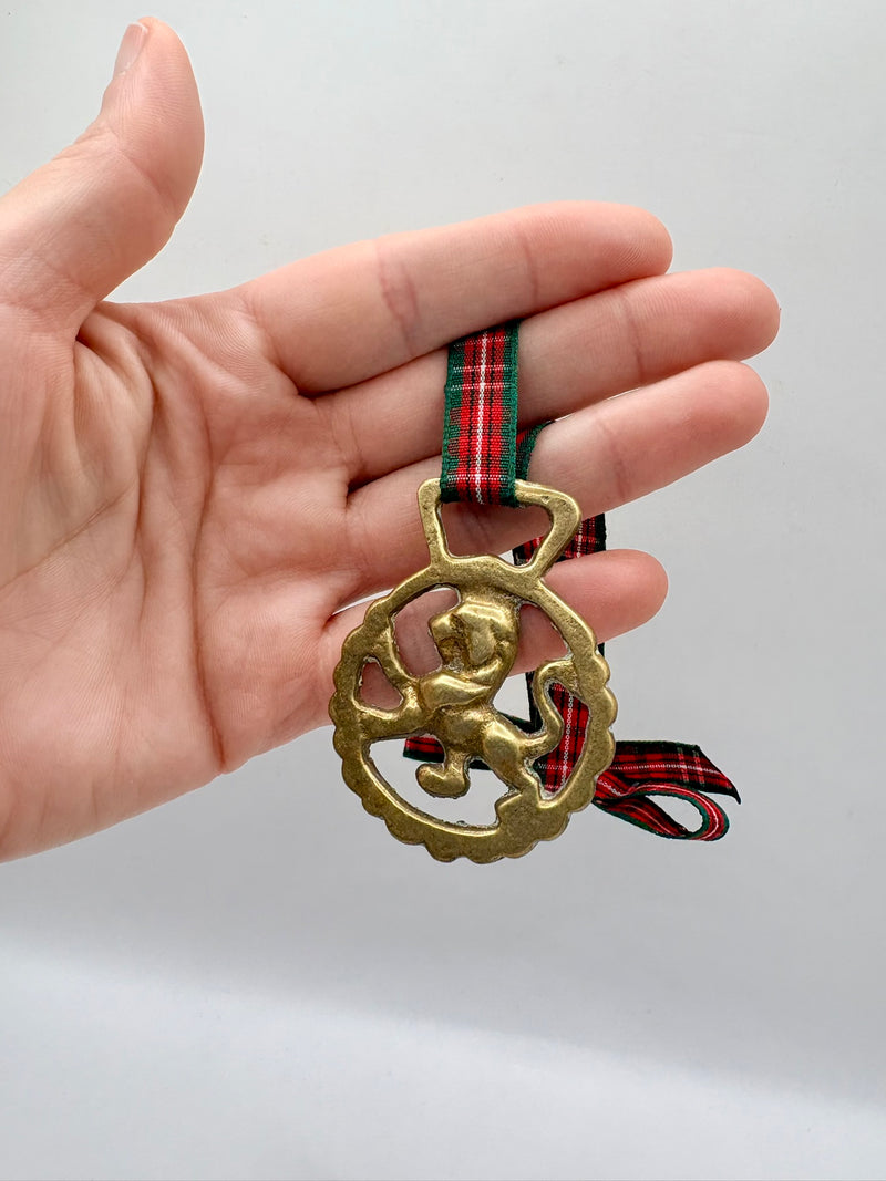 Set of 3 vintage horse brass medallions collectible equestrian ornaments
