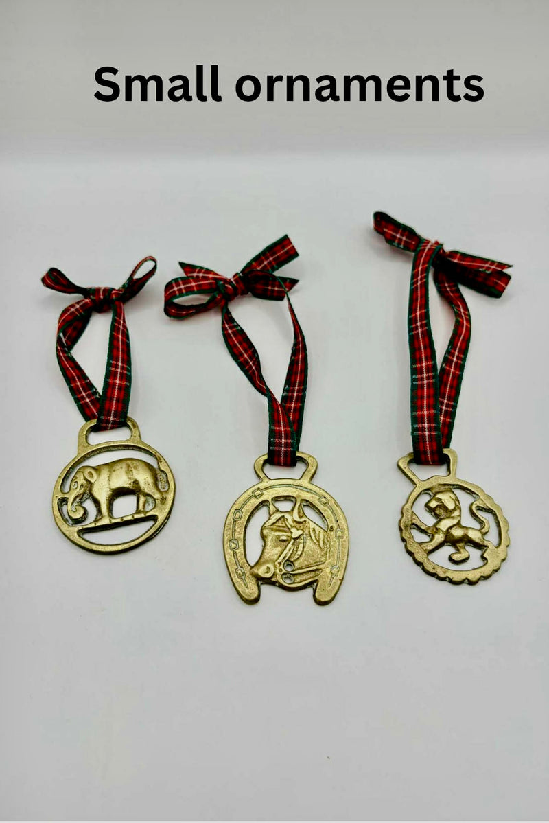 Set of 3 vintage horse brass medallions collectible equestrian ornaments