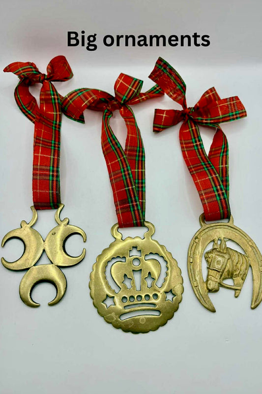 Set of 3 vintage horse brass medallions collectible equestrian ornaments