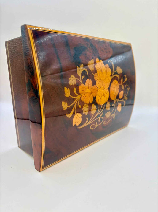 Italian Inlaid Mid Century Wooden Jewel Box Vintage Decorative Piece