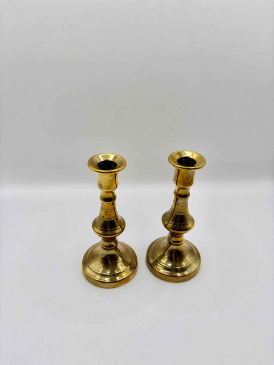 Antique Brass Victorian Small Pair of Collectible Candlestick Holders