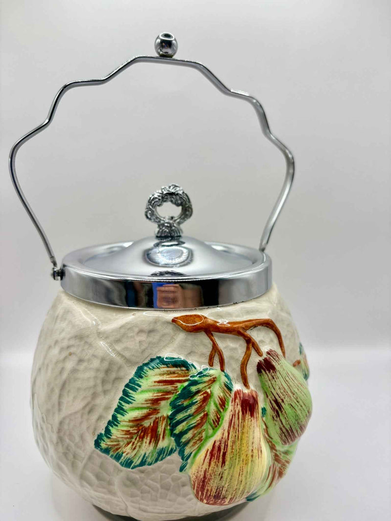 Staffordshire Hand Painted Cookie Jar Vintage Ceramic Collectible