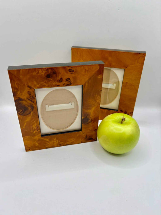 Set of Two Burl Wood Picture Frames Vintage Natural Wooden Design