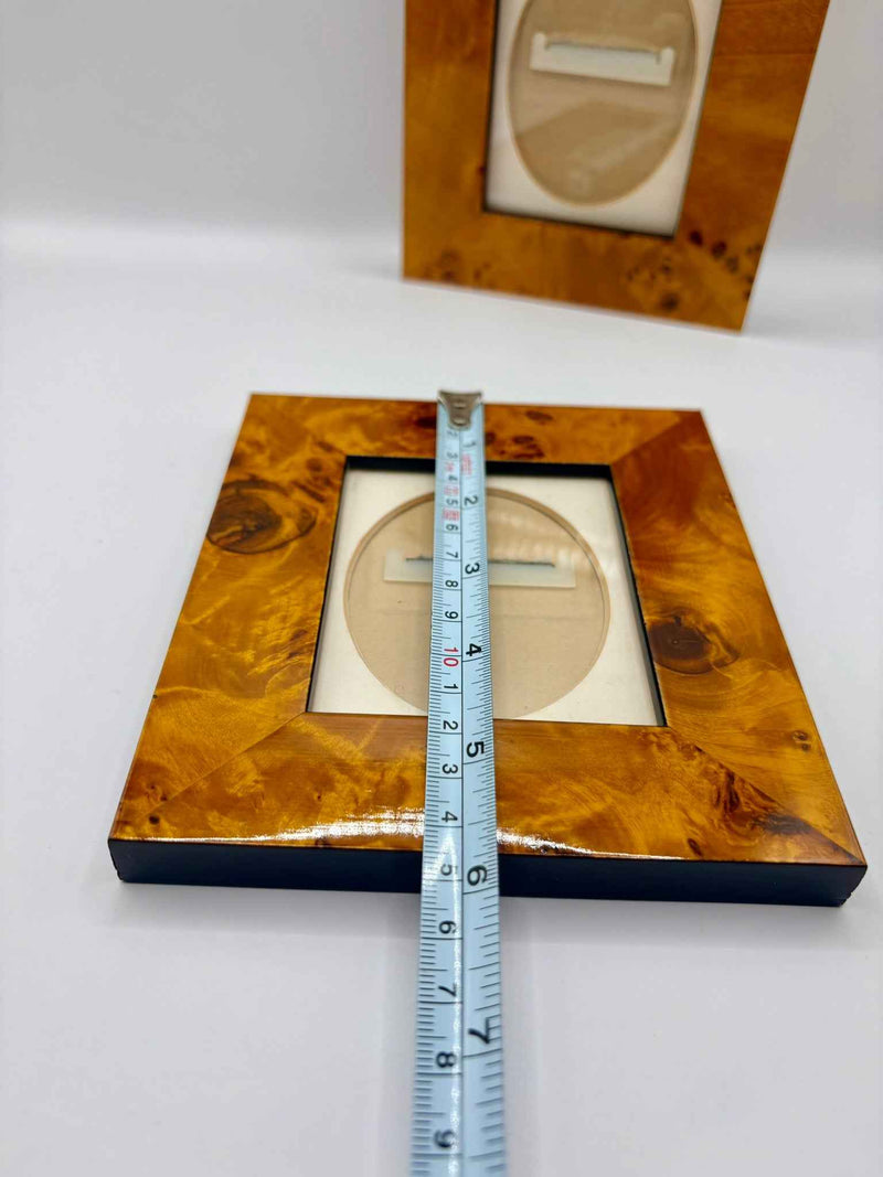 Set of Two Burl Wood Picture Frames Vintage Natural Wooden Design