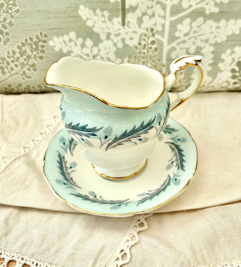 Paragon White & Blue Floral Creamer And Saucer