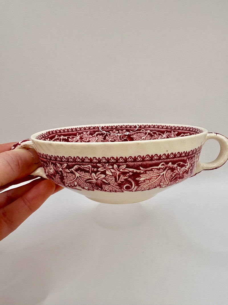 Rare Antique Mason's Pink Vista Ironstone – Elegant Red Dish