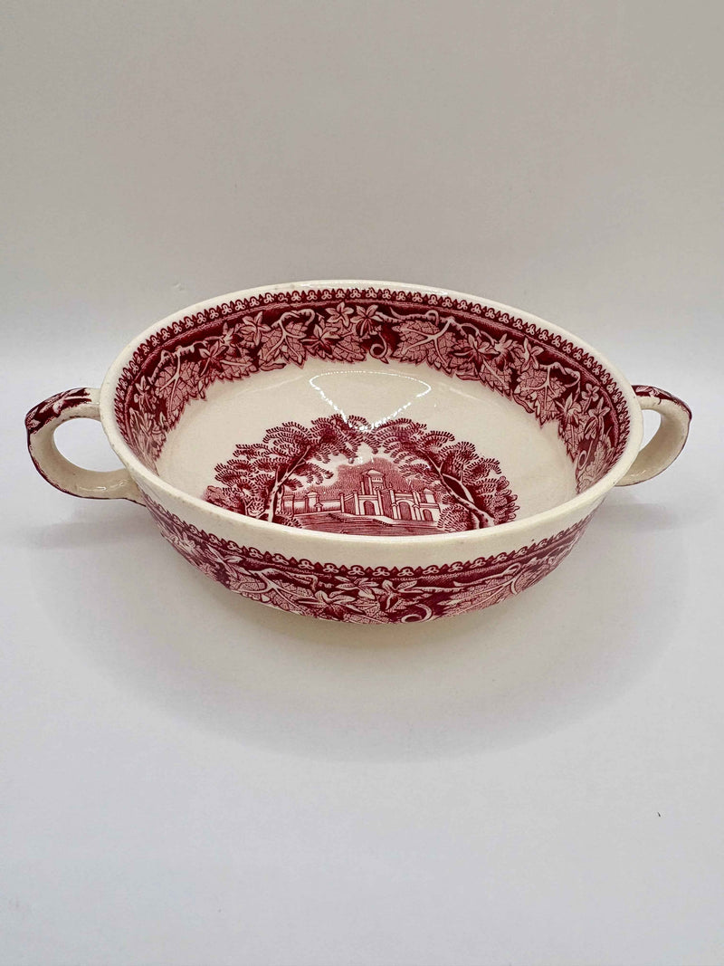 Rare Antique Mason's Pink Vista Ironstone – Elegant Red Dish