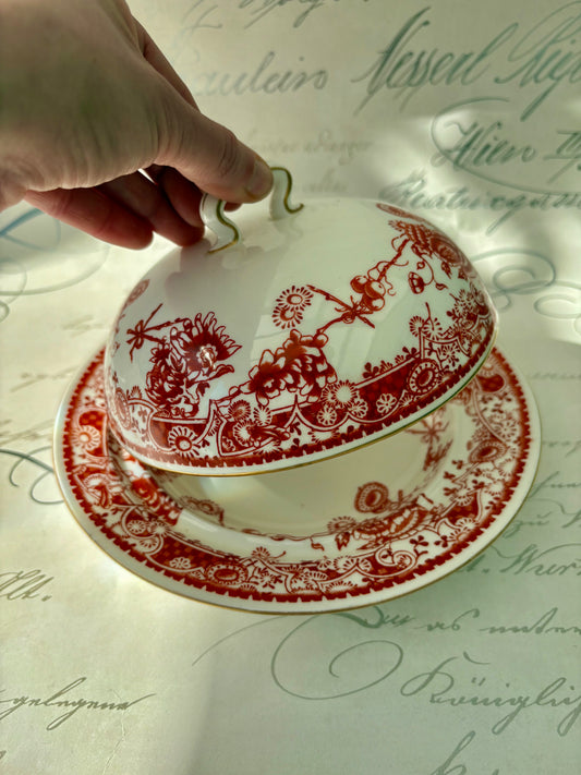 Red Butter Dish From Royal Crown Derby 5