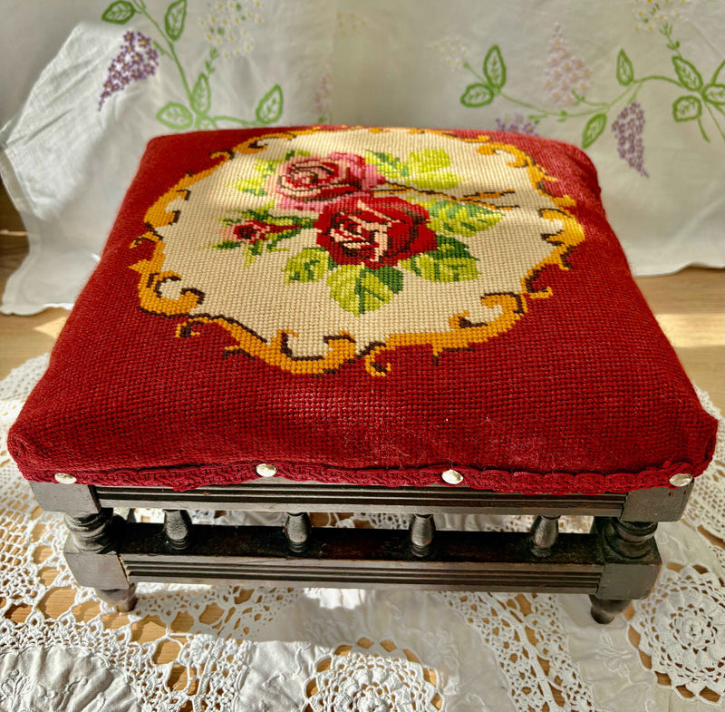 Vintage Antique Victorian Footstool From Early 1900s