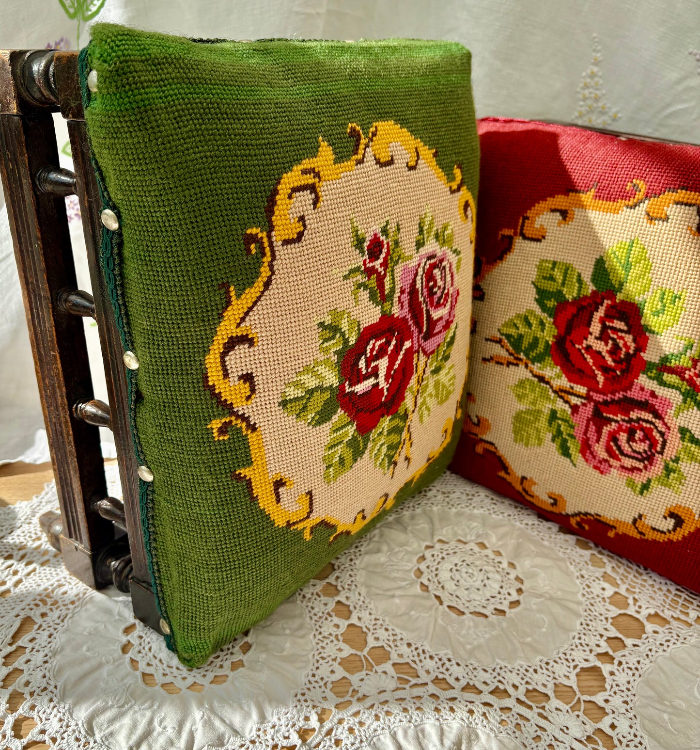 Red an Green Footstool3