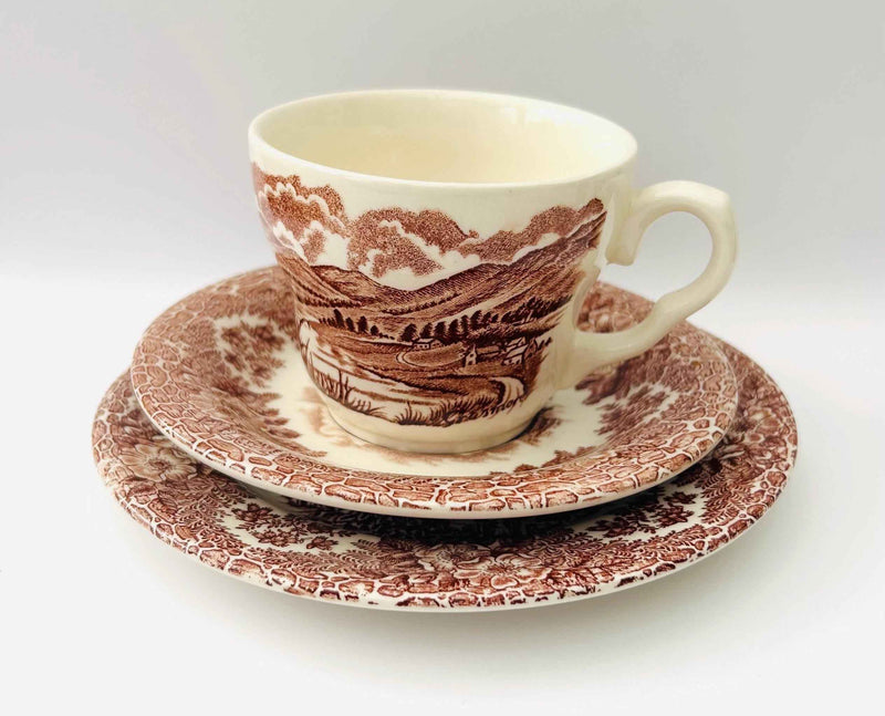 Vintage Set Of English Ironstone Tableware Brown And Beige