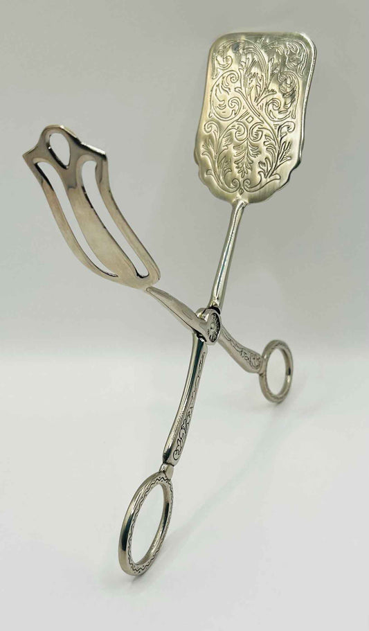 Vintage Silver Plated Pastry Tongs Ideal For Cake Serving