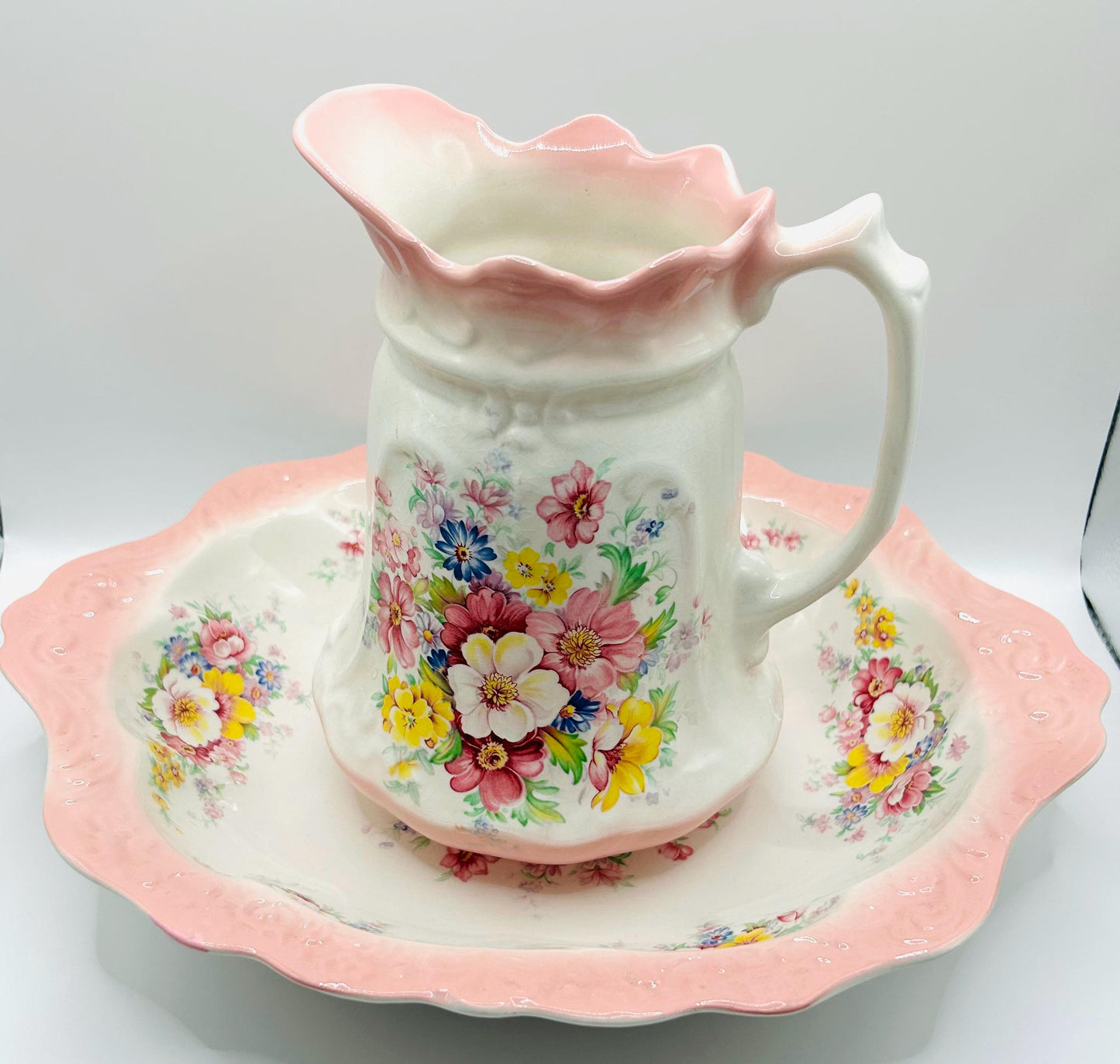 Vintage Set Of Pitcher And Bowl | English Porcelain