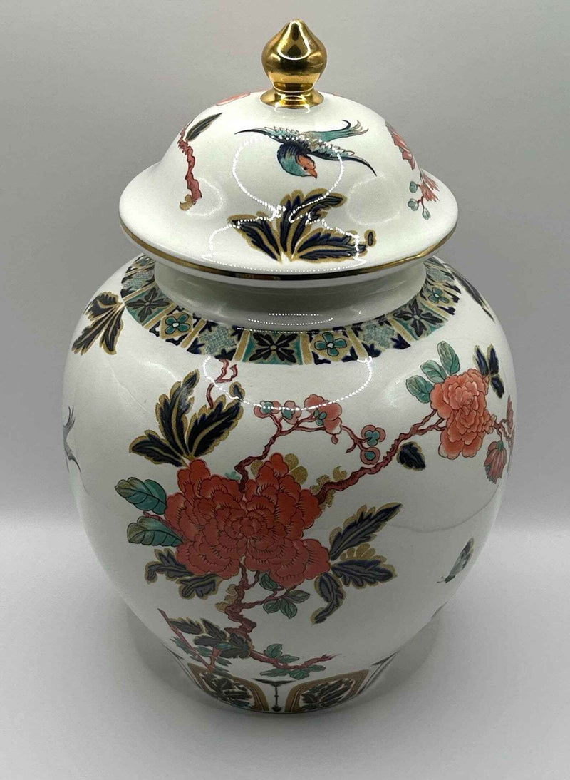 Vintage Lidded Jar With Peonies Pattern | James Kent | Made In England