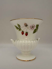 Vintage Ceramic Jar and Small Urn Shaped Vase  With Strawberry Pattern Made By Wedgwood