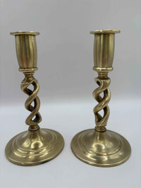 Antique Candlestick Holders Made From Solid Brass