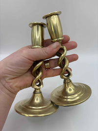 Antique Candlestick Holders Made From Solid Brass