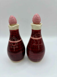 Vintage Handmade Ceramic Bottle Set For Oil and Vinegar-Donald Beckley